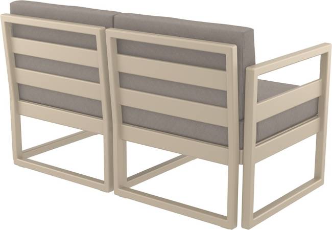 Диван пластиковый двухместный с подушками Mykonos бежевый, светло-коричневый 1380х720х750 мм