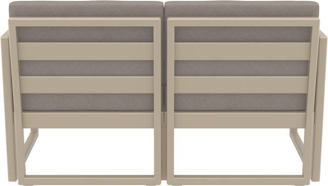 Диван пластиковый двухместный с подушками Mykonos бежевый, светло-коричневый 1380х720х750 мм