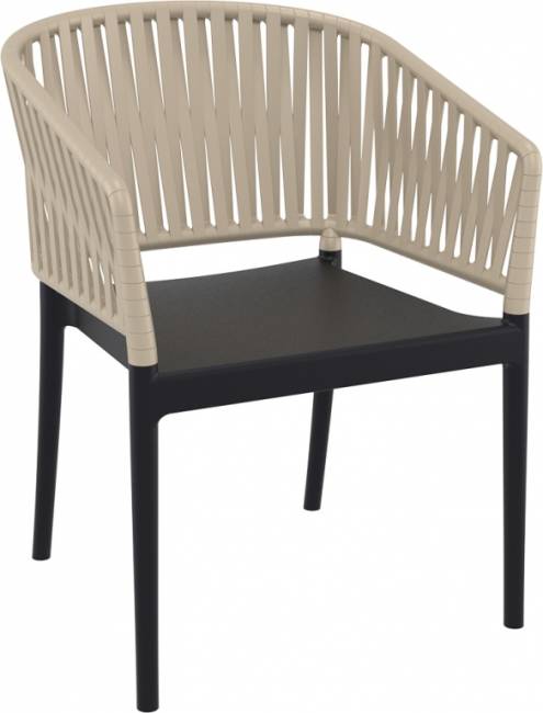 Кресло пластиковое Portofino черный, бежевый 580х580х800 мм Кресло пластиковое Portofino черный, бежевый 580х580х800 мм