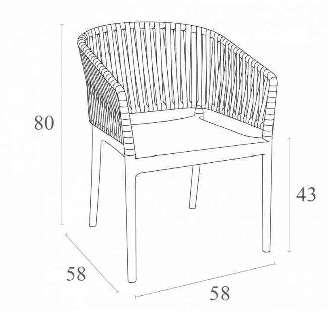 Кресло пластиковое Portofino черный, бежевый 580х580х800 мм Кресло пластиковое Portofino черный, бежевый 580х580х800 мм