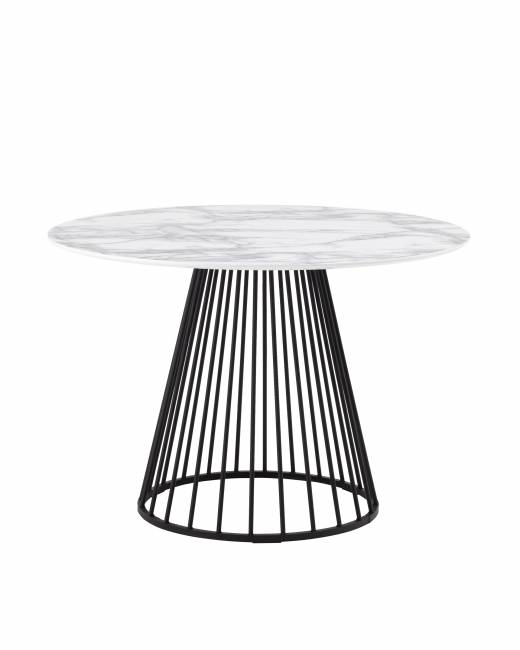 Стол обеденный Ливерпуль 110*110 белый мрамор черная ножка