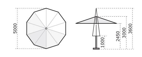 Зонт профессиональный телескопический Ø5 м Palladio Telescopic натуральный, слоновая кость Ø5000 мм