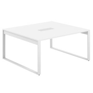 AG.1616.WH.72.WH / Стол для переговоров 1600х1638х750 / профиль О-образный: 70х20 белый; лючок: серебро; столешница: белый