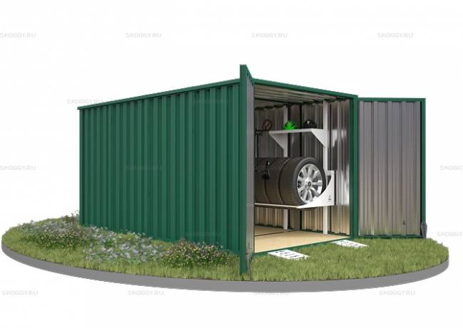 Хозблок SKOGGY секционный с плоской крышей 4 х 2 м, зелёный мох Хозблок SKOGGY секционный с плоской крышей 4 х 2 м, зелёный мох