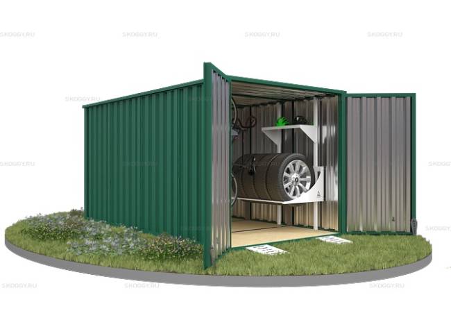 Хозблок SKOGGY секционный с плоской крышей 4 х 2 м, зелёный мох Хозблок SKOGGY секционный с плоской крышей 4 х 2 м, зелёный мох