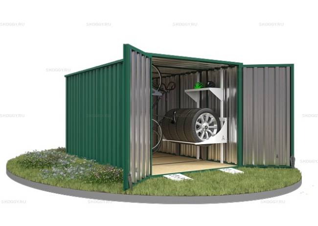Хозблок SKOGGY секционный с плоской крышей 4 х 2 м, зелёный мох Хозблок SKOGGY секционный с плоской крышей 4 х 2 м, зелёный мох