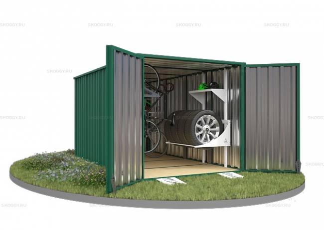 Хозблок SKOGGY секционный с плоской крышей 4 х 2 м, зелёный мох Хозблок SKOGGY секционный с плоской крышей 4 х 2 м, зелёный мох