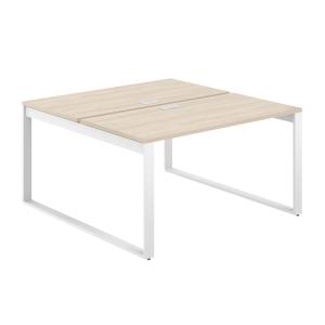 AG.133.AR.L.72.WH  / Рабочая станция 1600х1238х750  / профиль О-образный: 70х20 белый; лючок: серебро; столешница: акация равелло