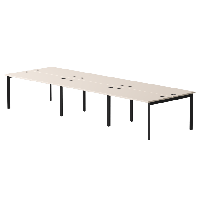 Бенч-система на 6 мест Everprof EVO на металлокаркасе 3540х670(1370)x755 опоры 45гр Кашемир/Черный