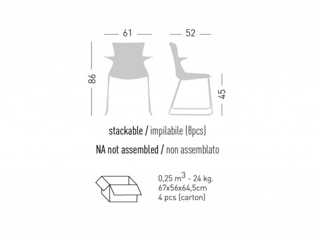 Стул пластиковый на полозьях Tema S 610х520х860 мм