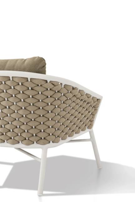 Лаунж-кресло плетеное с подушками Dub белый, бежевый 800х810х740 мм