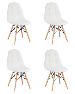 Набор 4 шт Стул обеденный DOBRIN BENNET, ножки светлый бук, белый