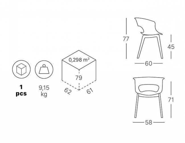 Кресло с обивкой Natural Miss B Pop натуральный бук, желтый 580х600х770 мм