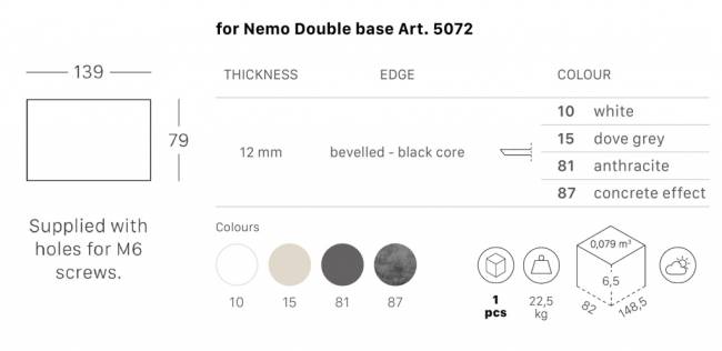 Столешница прямоугольная Compact Laminate для подстолья Nemo Double тортора 1400х800х12 мм