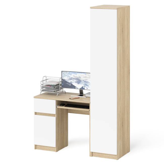 Стол компьютерный МС-1 левый с пеналом Мори 400 цвет дуб сонома/белый