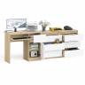 Компьютерный стол МС-1 с дверкой и ящиком справа и комодом на 1200 6 ящиков Мори цвет дуб сонома/белый