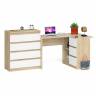 Комод Мори МК-800 4 ящика и угловой стол компьютерный МС-16 правый цвет дуб сонома/белый