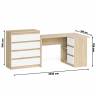 Комод Мори МК-800 4 ящика и угловой стол компьютерный МС-16 правый цвет дуб сонома/белый