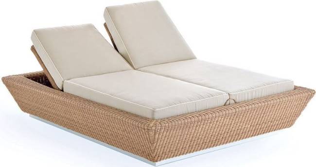 Лаунж-лежак плетеный Zoe бежевый люкс 1800х2000х510 мм