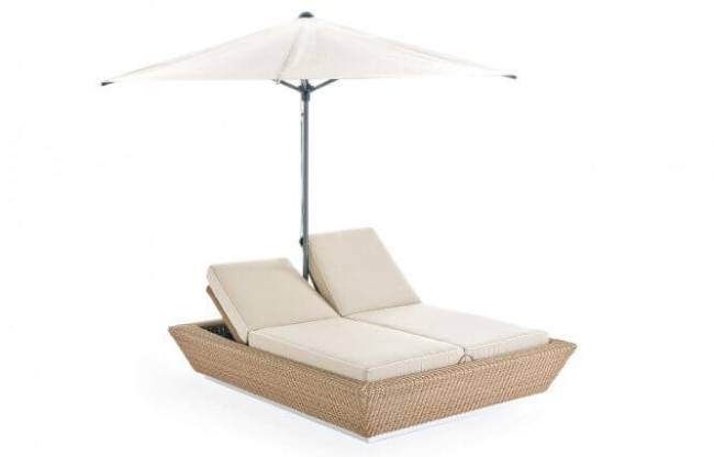 Лаунж-лежак плетеный Zoe бежевый люкс 1800х2000х510 мм