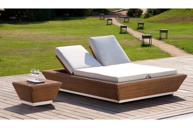 Лаунж-лежак плетеный Zoe бежевый люкс 1800х2000х510 мм