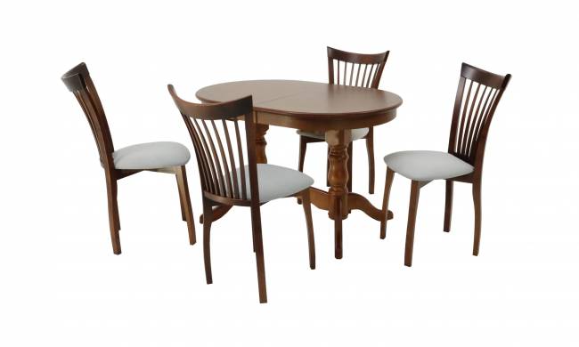 Обеденная группа стол Бизе со стульями Миранда,орех, серый