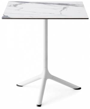 Стол ламинированный обеденный Tripe белый, белый мрамор Каррара 600х600х740 мм