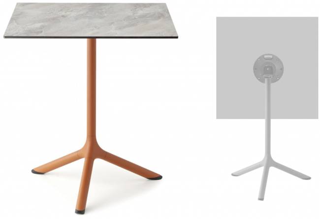 Стол ламинированный обеденный складной Tripe Folding терракотовый, каменный 600х600х740 мм