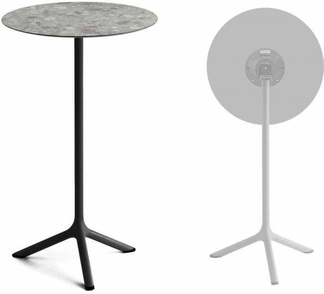 Стол ламинированный барный складной Tripe Folding черный, зернистый Ø600х1100 мм