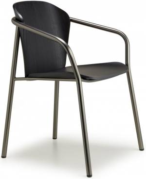 Кресло деревянное Finn Metal Wood черный матовый никель, черный ясень 580х550х780 мм