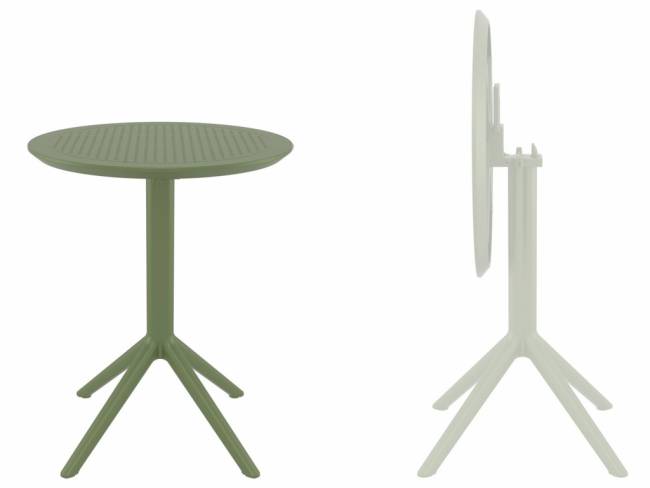 Стол пластиковый складной Sky Folding Table Ø60 оливковый Ø600х740 мм