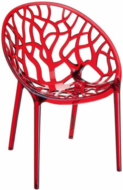 Кресло прозрачное Crystal красный 590х600х800 мм