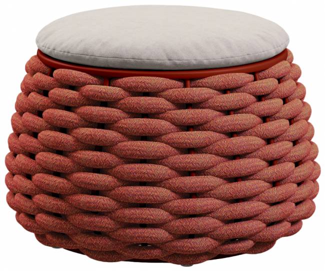 Пуф-столик плетеный с подушкой Pouf терракотовый, светло-бежевый Ø670х405 мм