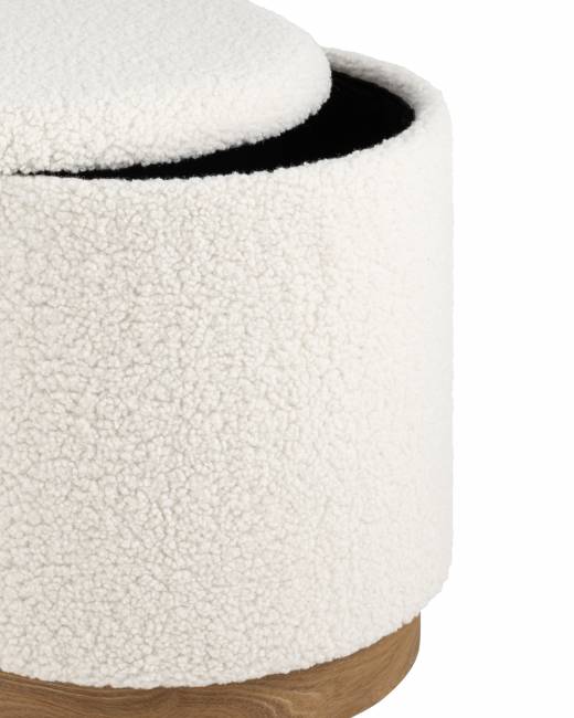 Пуф с ящиком Долли L тедди белый