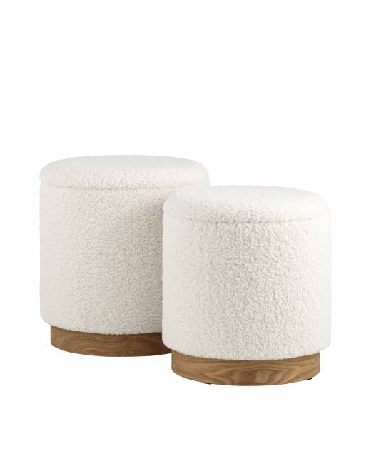 Пуф с ящиком Долли L тедди белый