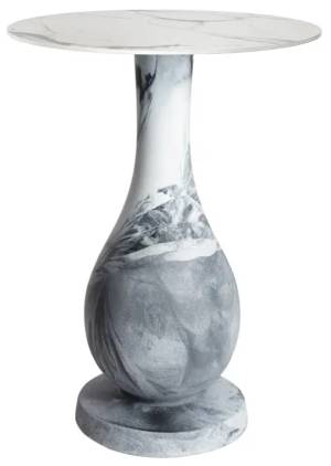 Стол барный из HPL пластика Ottocento Up Special арабескато, белый мрамор Калакатта Ø800х1110 мм