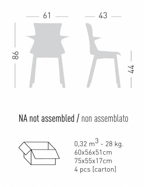 Стул пластиковый Tema BL 610х430х860 мм