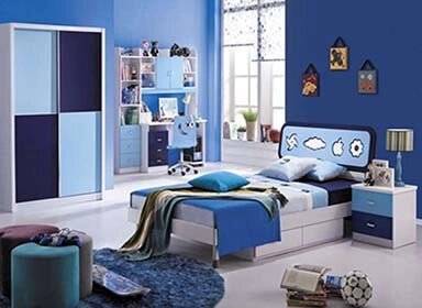 Спальня Bambino, MK-4622-BL, (кровать/МК-4600, тумбочка/МК-4601, шкаф/МК-4602), 0х0х0, Синий/Белый