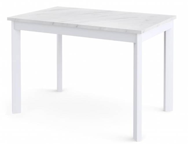 Стол Dikline L110 Мрамор белый (ЛДСП EGGER)/Опоры белый