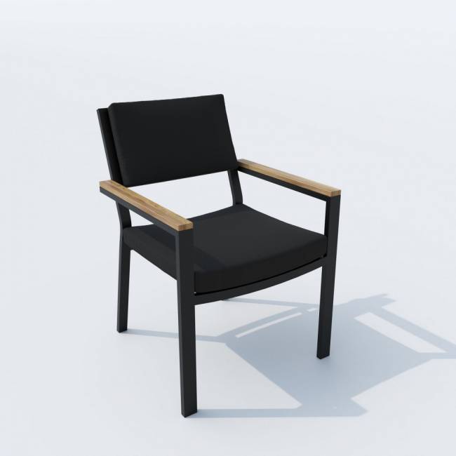 Обеденная группа DOLLA BONTA каркас карбон / стол алюминий 220 / ткань черная