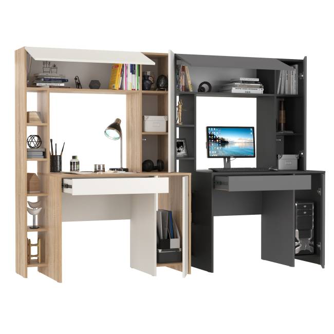 Компьютерные столы для двоих людей Комфорт 12.71 цвет дуб сонома/белый/антрацит/тёмно-серый