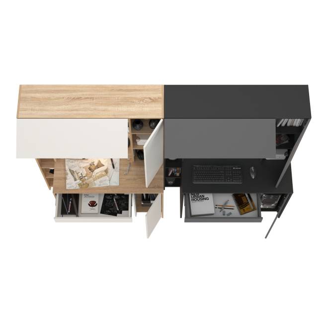 Компьютерные столы для двоих людей Комфорт 12.71 цвет дуб сонома/белый/антрацит/тёмно-серый