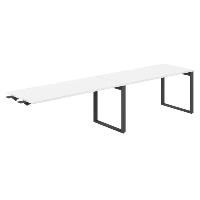 AG.196.WH.V.72.AN / Рабочая станция комбо s-b-s 3200х700х750 / профиль О-образный: 70х20 антрацит; столешница с вырезом; столешница: белый