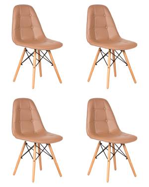 Набор 4 шт Стул обеденный DOBRIN BENNET, ножки светлый бук, коричневый