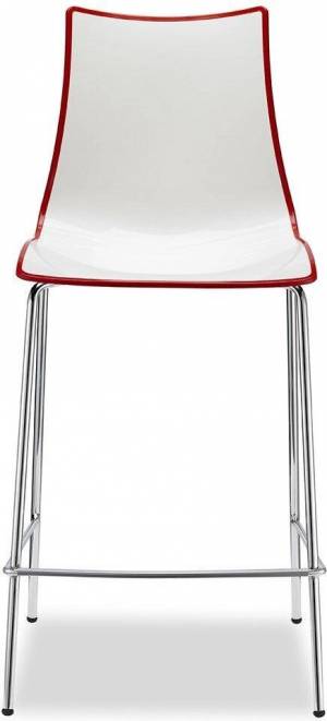 Стул полубарный пластиковый Zebra Bicolore хром, белый, красный 480х510х1030 мм