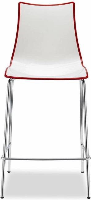 Стул полубарный пластиковый Zebra Bicolore хром, белый, красный 480х510х1030 мм