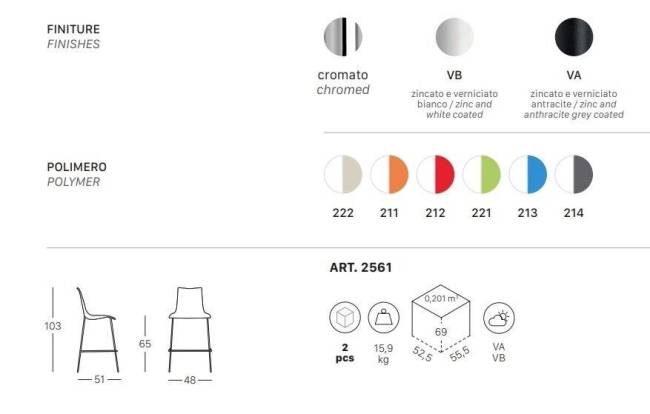 Стул полубарный пластиковый Zebra Bicolore хром, белый, красный 480х510х1030 мм