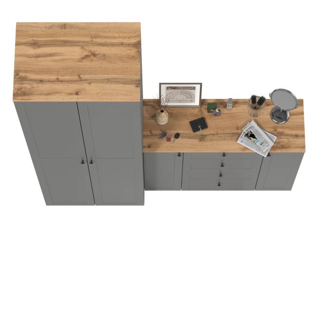 Шкаф для прихожей и большой комод Остин цвет серый графит/дуб крафт золотой