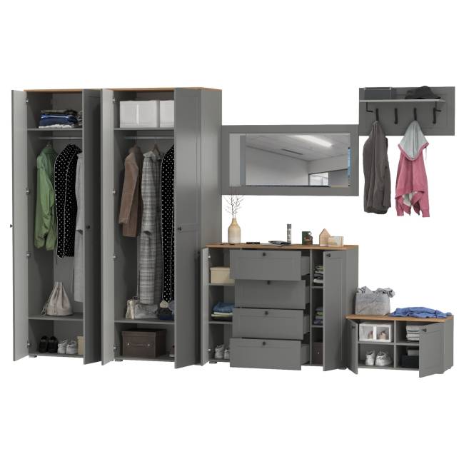 Стенка для прихожей Остин № 54 цвсерый графит/дуб крафт золотой