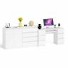 Компьютерный двухтумбовый стол с панелью для клавиатуры с тумбой-комодом 1600 Мори цвет белый